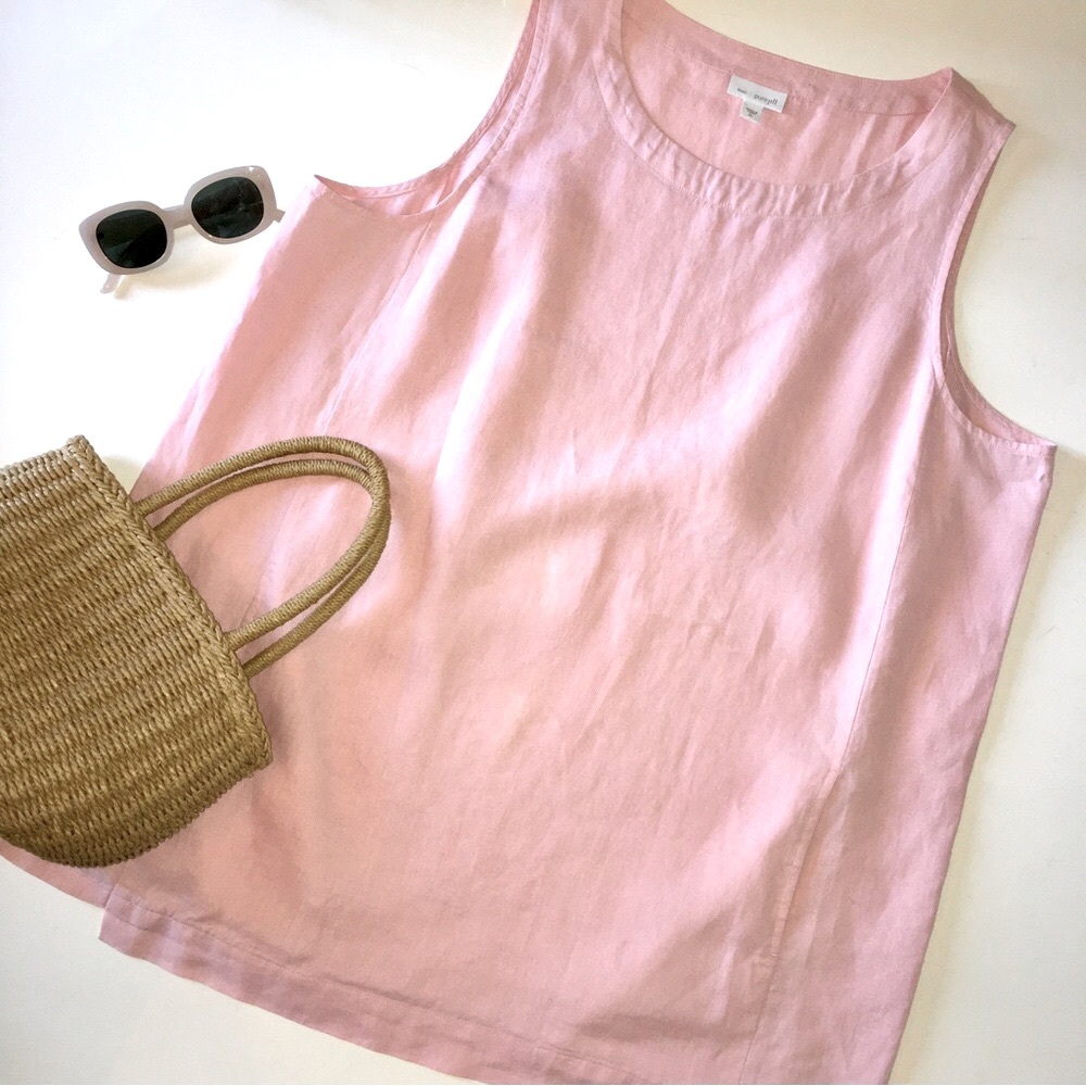 J. Jill purejill linen sleeveless dress with pockets, light pink.